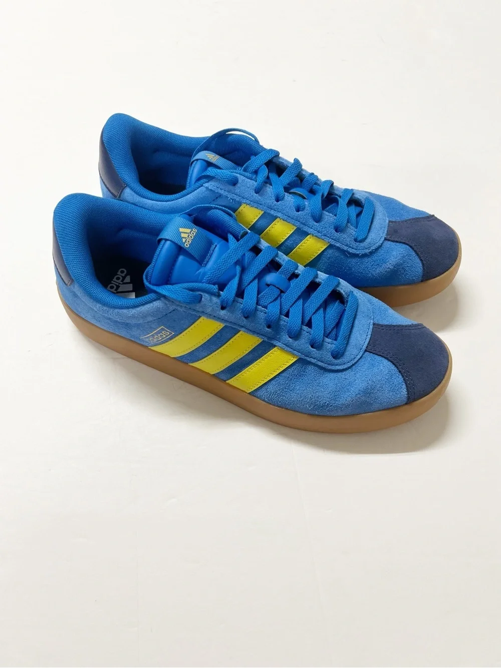 Adidas Mens Bright Royal Blue Sulfur Yellow Suede VL Court 3.0 Trainers Size 10